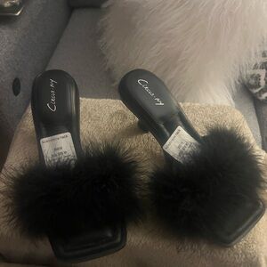 Strom Black Feathered Mules